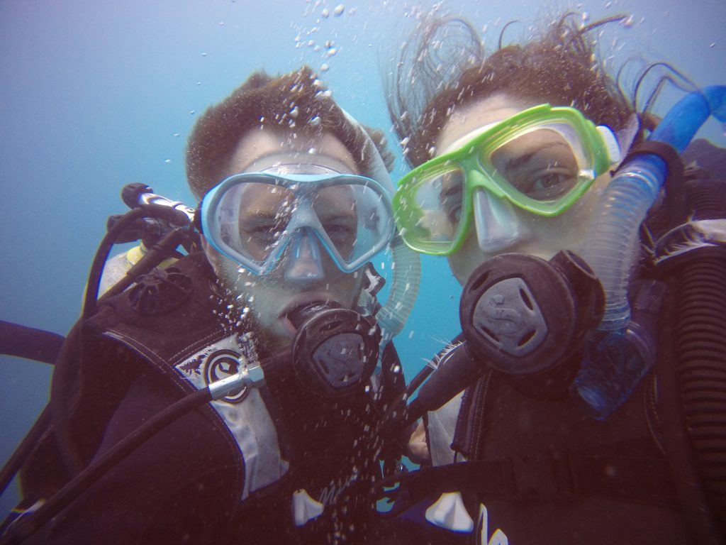 Robin and Natalya in scuba gear